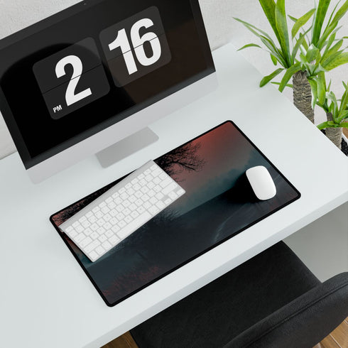 Moody Cinematic Mountain Dawn — XXL Gaming Desk Mat — Gaming & Workspace Desk Setup View