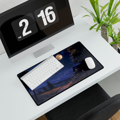 Full Moon Night — XXL Gaming Desk Mat — Gaming & Workspace Desk Setup View