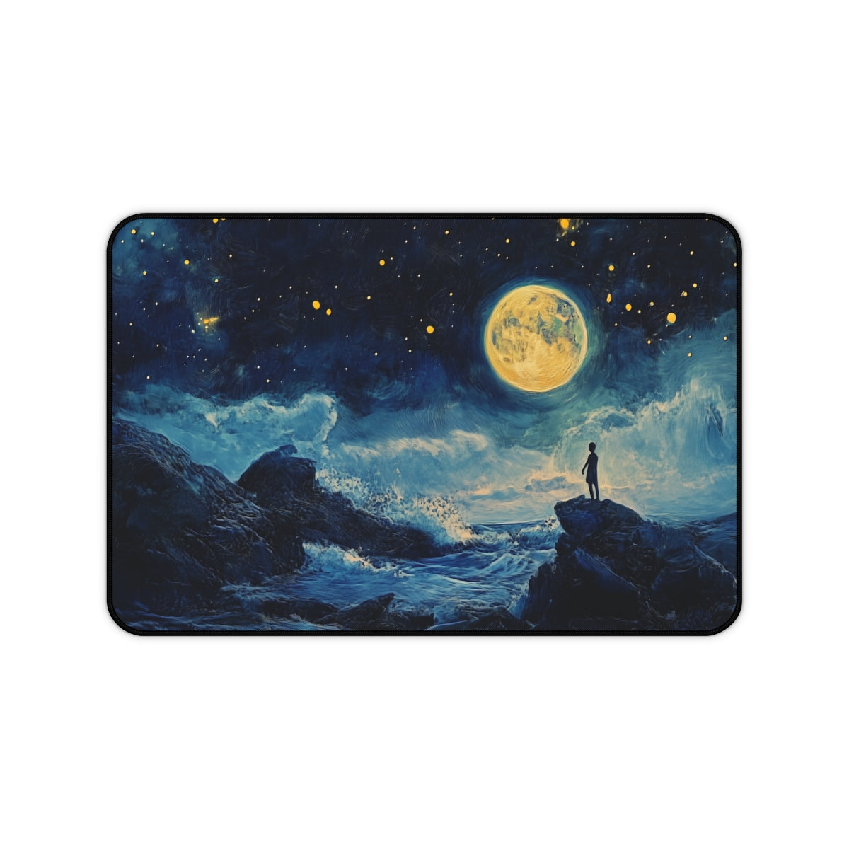 "Full Moon Night Starry Desk Mat"