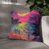 Neon Tropical Beach Full Moon Party — Double-Sided Cushion Cover — Sofa & Armchair Living Room Lifestyle View