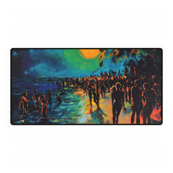 Full Moon Party Beach Night Full Moon Neon Colors P (Edition IV) — XXL Gaming Desk Mat — Full Top-Down Artwork View