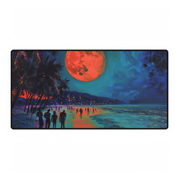 Full Moon Party Beach Night Full Moon Neon Colors P (Edition V) — XXL Gaming Desk Mat — Full Top-Down Artwork View