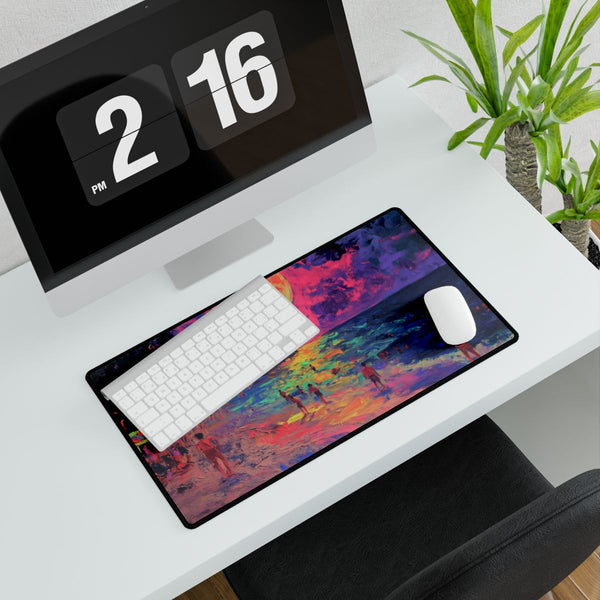Full Moon Party Beach Night Full Moon Neon Colors P (Edition VI) — XXL Gaming Desk Mat — Gaming & Workspace Desk Setup View