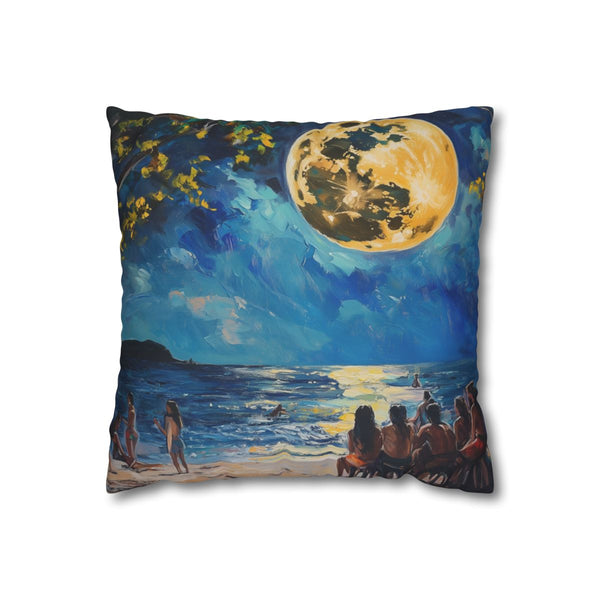Full Moon Party Beach Night Full Moon Painting (Edition 21) — Double-Sided Cushion Cover — Front Double-Sided Cushion View