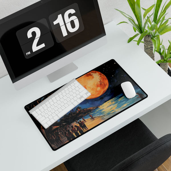 Tropical Beach Full Moon Night Party (Edition III) — XXL Gaming Desk Mat — Gaming & Workspace Desk Setup View