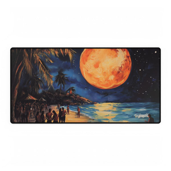 Tropical Beach Full Moon Night Party (Edition III) — XXL Gaming Desk Mat — Full Top-Down Artwork View