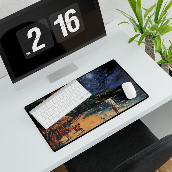 Tropical Beach Full Moon Night Party (Edition V) — XXL Gaming Desk Mat — Gaming & Workspace Desk Setup View