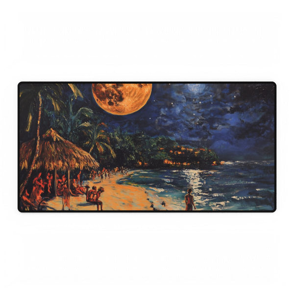Tropical Beach Full Moon Night Party (Edition V) — XXL Gaming Desk Mat — Full Top-Down Artwork View