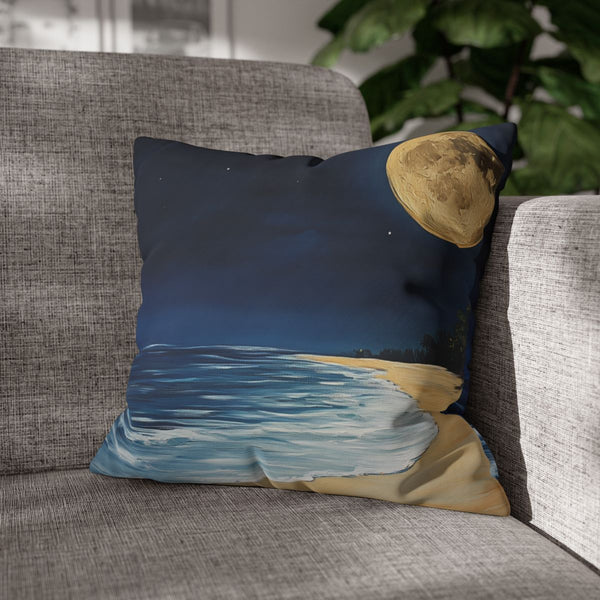 Full Moon Party Beach Night Full Moon Painting (Edition IX) — Double-Sided Cushion Cover — Sofa & Armchair Living Room Lifestyle View