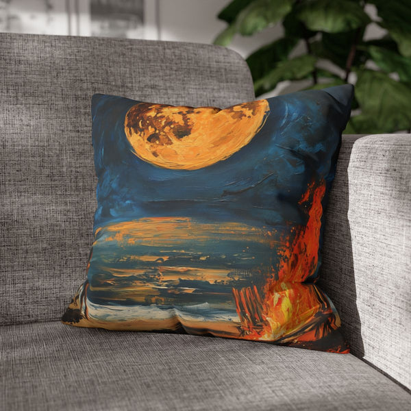 Full Moon Party Beach Night Full Moon Painting (Edition VII) — Double-Sided Cushion Cover — Sofa & Armchair Living Room Lifestyle View