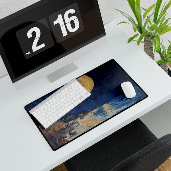 Tropical Beach Full Moon Night Party (Edition VIII) — XXL Gaming Desk Mat — Gaming & Workspace Desk Setup View