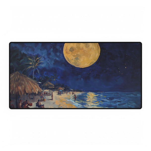 Tropical Beach Full Moon Night Party (Edition VIII) — XXL Gaming Desk Mat — Full Top-Down Artwork View