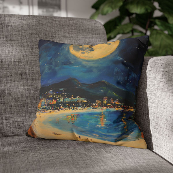 Full Moon Party Beach Night Full Moon Painting (Edition X) — Double-Sided Cushion Cover — Sofa & Armchair Living Room Lifestyle View