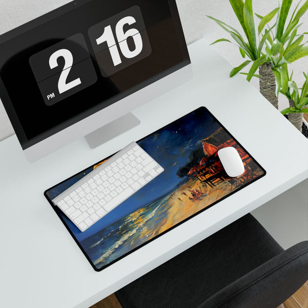 Tropical Beach Full Moon Night Party (Edition XI) — XXL Gaming Desk Mat — Gaming & Workspace Desk Setup View
