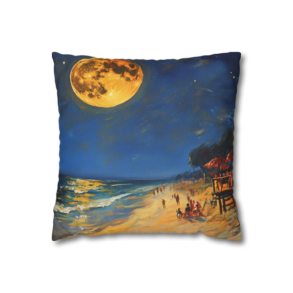Full Moon Party Beach Night Full Moon Painting (Edition XI) — Double-Sided Cushion Cover — Front Double-Sided Cushion View