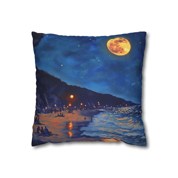 Full Moon Party Beach Night Full Moon Painting (Edition XIV) — Double-Sided Cushion Cover — Front Double-Sided Cushion View