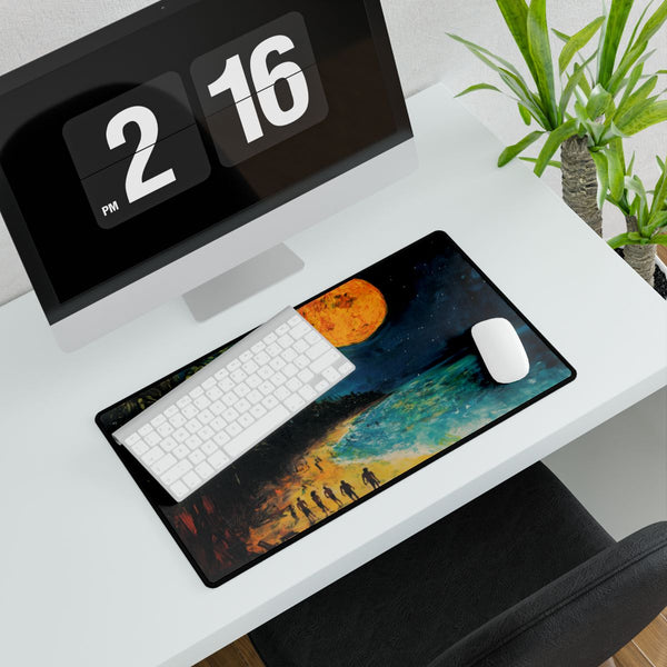 Tropical Beach Full Moon Night Party (Edition XV) — XXL Gaming Desk Mat — Gaming & Workspace Desk Setup View