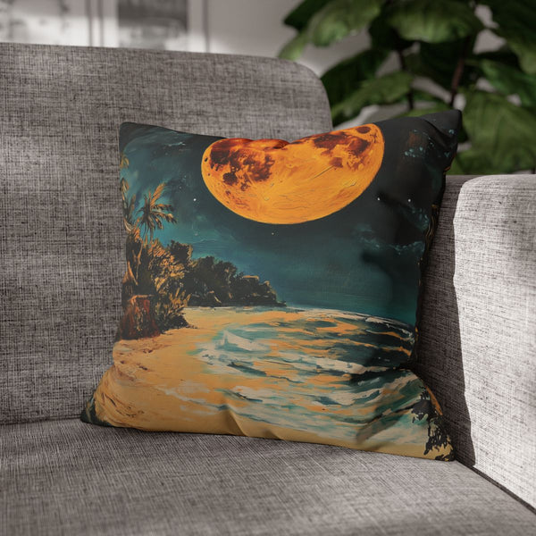 Full Moon Party Beach Night Full Moon Painting (Edition XIX) — Double-Sided Cushion Cover — Sofa & Armchair Living Room Lifestyle View