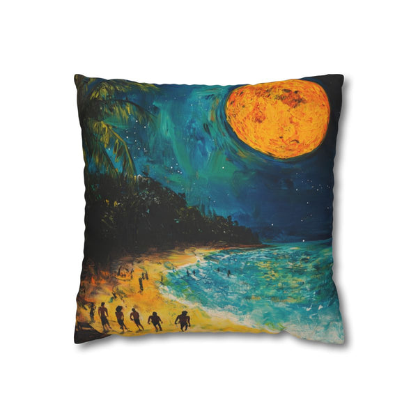 Full Moon Party Beach Night Full Moon Painting (Edition XV) — Double-Sided Cushion Cover — Front Double-Sided Cushion View