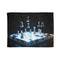 Futuristic Chessboard with Hovering Pieces — Plush Fleece Throw Blanket — Full Flat Artwork View