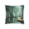 Futuristic Forest with Mirrored Paths — 40×40 Cushion Cover — Front 40×40 cm Square Cushion View