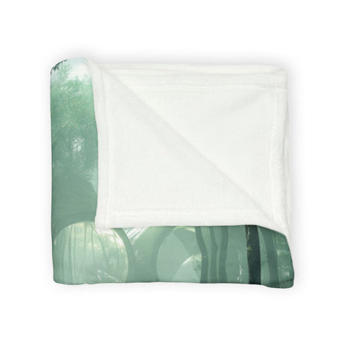 Futuristic Forest with Mirrored Paths Plush Fleece Throw Blanket