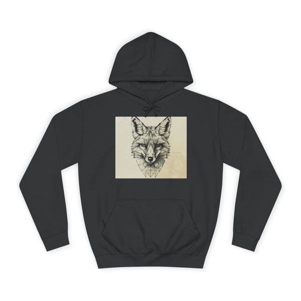 Geometric Fox with Angular Lines — Heavyweight Graphic Hoodie — Front Heavyweight Fleece Hoodie View