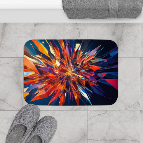 Geometric Starburst Explosion (Edition III) — 61×43 Memory Foam Bath Mat — Modern Bathroom Floor Lifestyle View