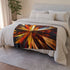 Geometric Starburst Explosion — Plush Fleece Throw Blanket — Draped Over Sofa & Bed Lifestyle View