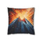 Geometric Volcano Erupting Light Shards — Faux Suede Cushion Cover — Front 40×40 cm Square Cushion View