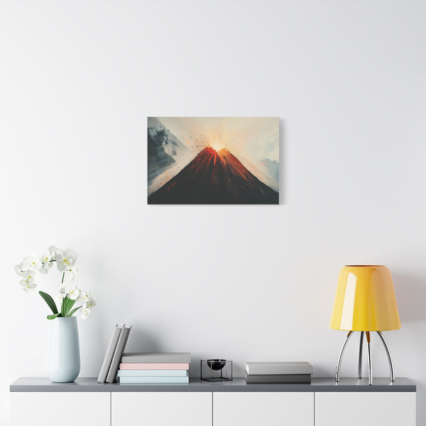 Geometric Volcano Erupting Light Shards (Edition III) — Stretched Canvas Wall Art — Living Room Wall Lifestyle View