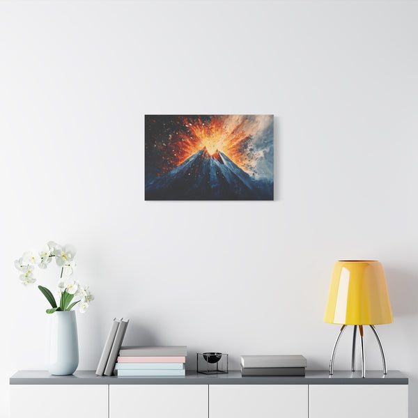 Geometric Volcano Erupting Light Shards — Stretched Canvas Wall Art — Living Room Wall Lifestyle View