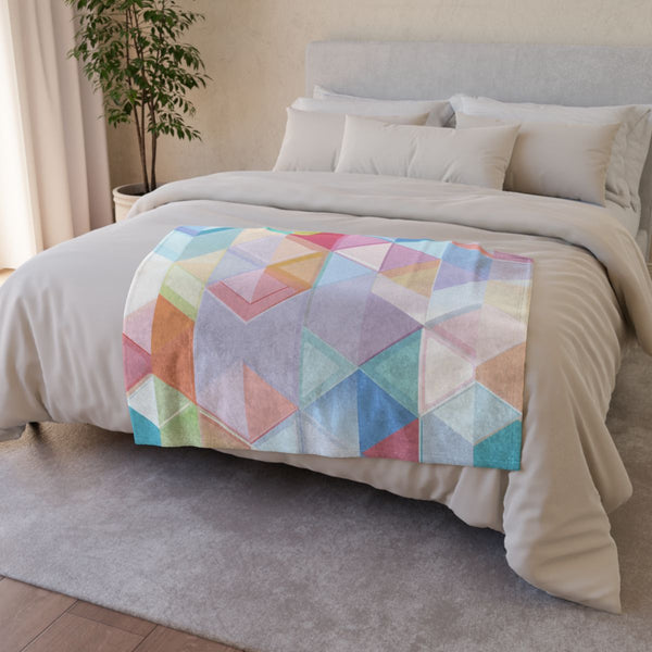 Geometrics Pattern Seamless — 50×60 Plush Throw Blanket — Draped Over Sofa & Bed Lifestyle View