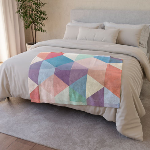 Geometrics Pattern Seamless — Plush Fleece Throw Blanket — Draped Over Sofa & Bed Lifestyle View