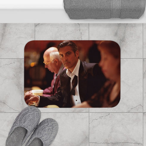 George Clooney Oceans — Non-Slip Bath Mat — Bathroom Floor Lifestyle View
