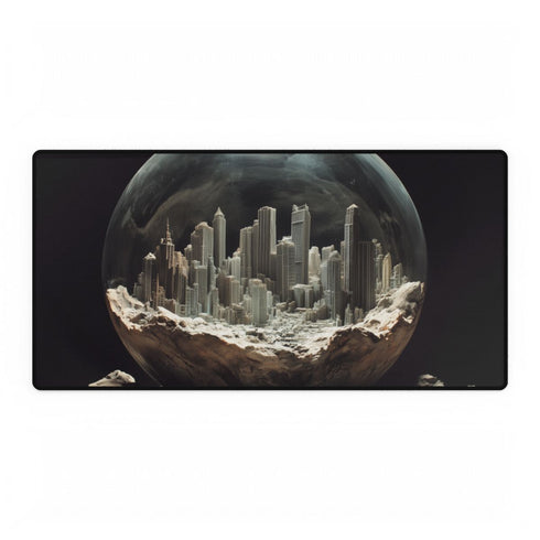 Ghost City Trapped in Glass Orb — XL & XXL Desk Mat — Full Top-Down Artwork View
