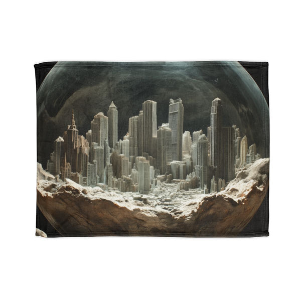 Ghost City Trapped in Glass Orb Plush Fleece Throw Blanket