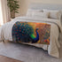 Ghost Peacock in Pixel Forest Plush Fleece Throw Blanket