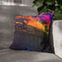 Ghostly Train Crossing Rainbow Bridge — 40×40 Cushion Cover — Sofa & Living Room Lifestyle View