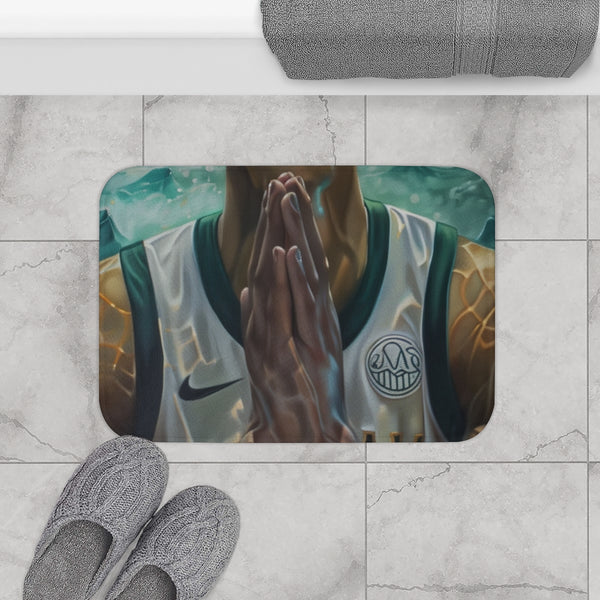 Giannis Painting — Memory Foam Bath Mat — Modern Bathroom Floor Lifestyle View
