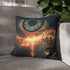 Giant Eye Above Burning City — 40×40 Cushion Cover — Sofa & Living Room Lifestyle View