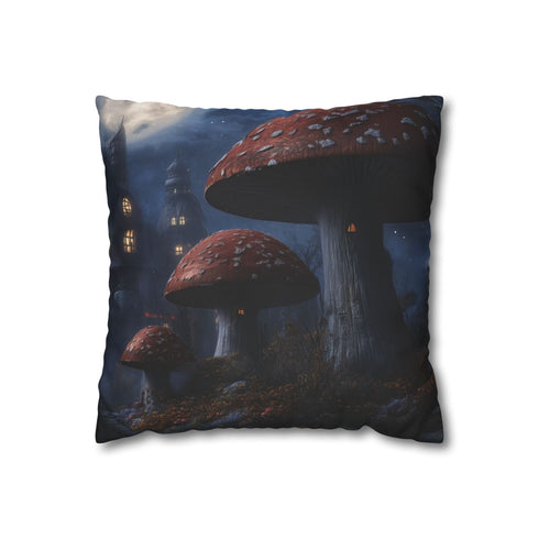 Giant Mushroom City Under Moonlight — Double-Sided Cushion Cover — Front Double-Sided Cushion View