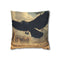Giant Raven Flying over Desert Ruins — Faux Suede Cushion Cover — Front 40×40 cm Square Cushion View