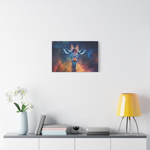 Giraffe with Nebula Skin — Stretched Canvas Wall Art — Living Room Wall Lifestyle View