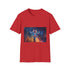 Giraffe with Nebula Skin Graphic Unisex Softstyle T-Shirt - Red Variant