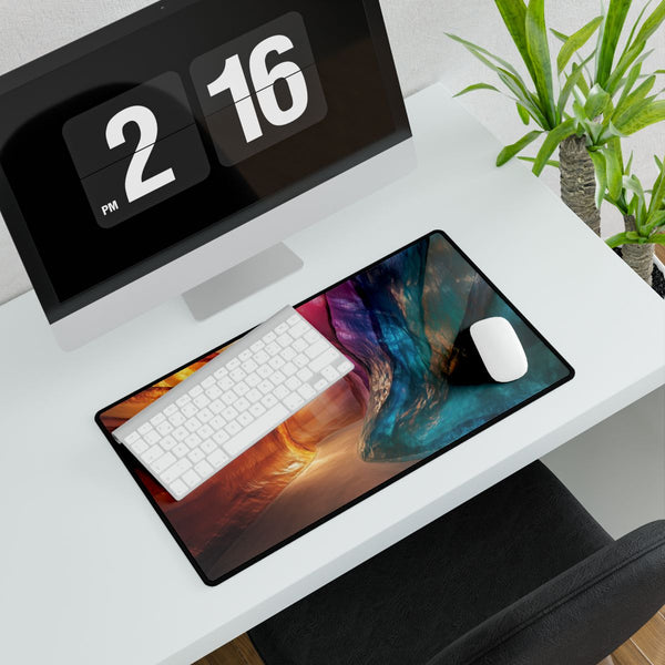 Glass Canyon Refracting Light Dragons (Edition V) — XXL Gaming Desk Mat — Gaming & Workspace Desk Setup View