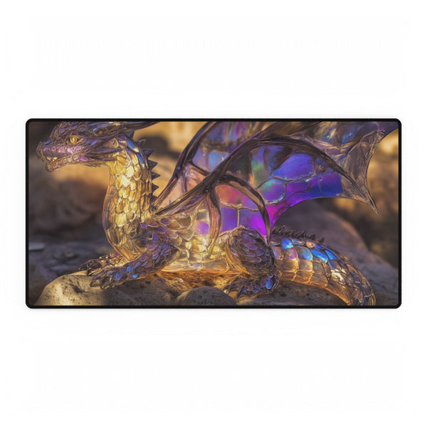 Glass Canyon Refracting Light Dragons (Edition VI) — XXL Gaming Desk Mat — Full Top-Down Artwork View