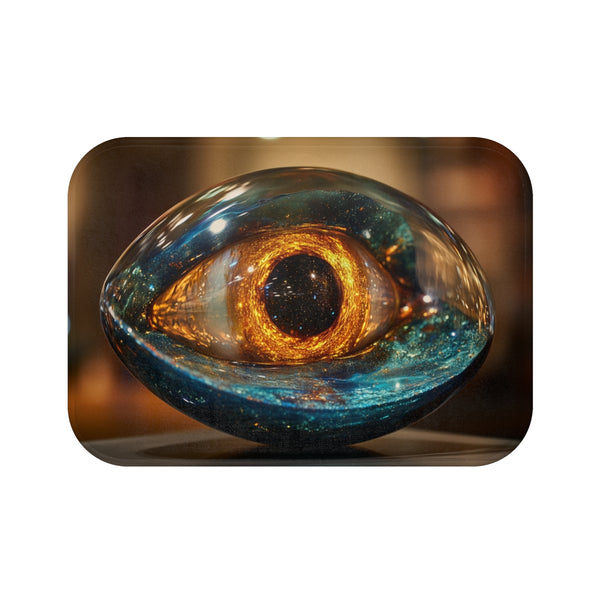 Glass Eye Watching Galactic Core — Memory Foam Bath Mat — Top-Down Memory Foam Bath Mat View