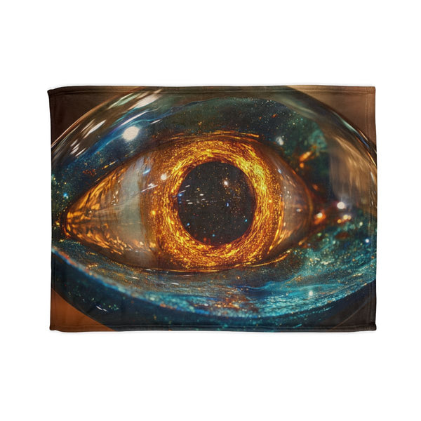 Glass Eye Watching Galactic Core Plush Fleece Throw Blanket