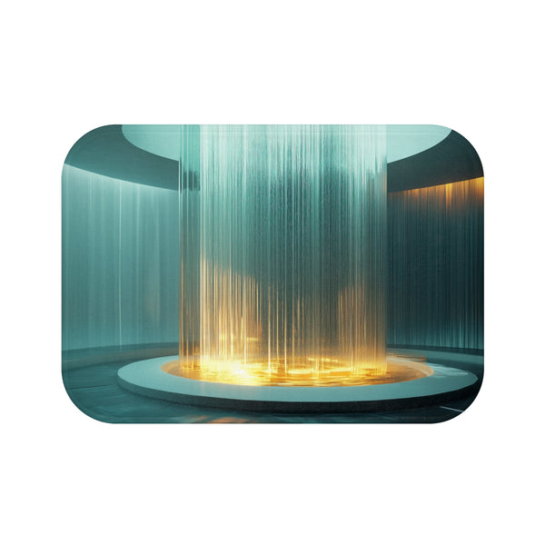 Glass Fountain Spilling Digital Light — Memory Foam Bath Mat — Top-Down Memory Foam Bath Mat View